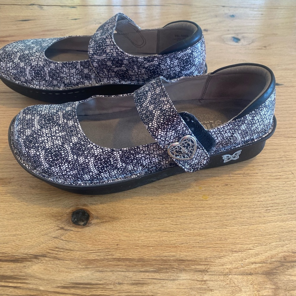 Alegria Mary Jane Shoes Black White Pattern Women’s 10 New - Picture 2 of 11
